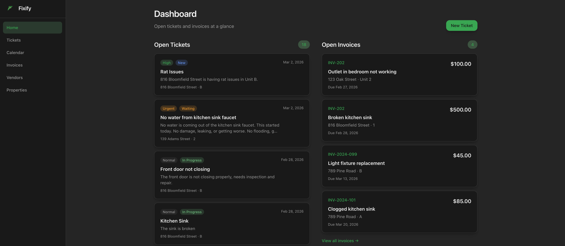 Fixify manager dashboard